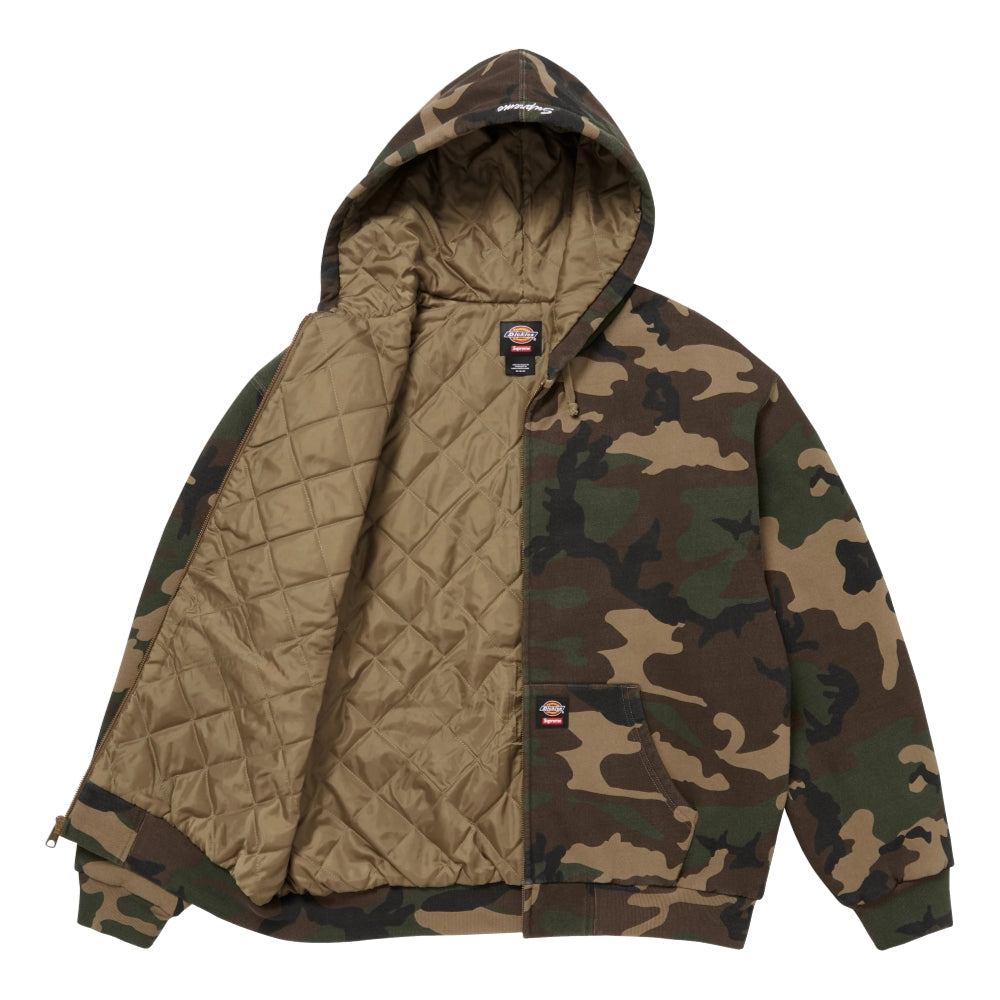 Supreme x Dickies Quilted Lined Zip Up Hooded Sweatshirt Woodland Camo