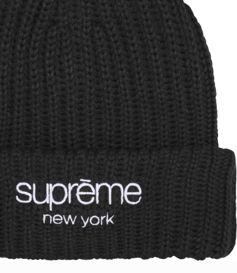 Supreme Chunky Rib Classic Logo Beanie Black