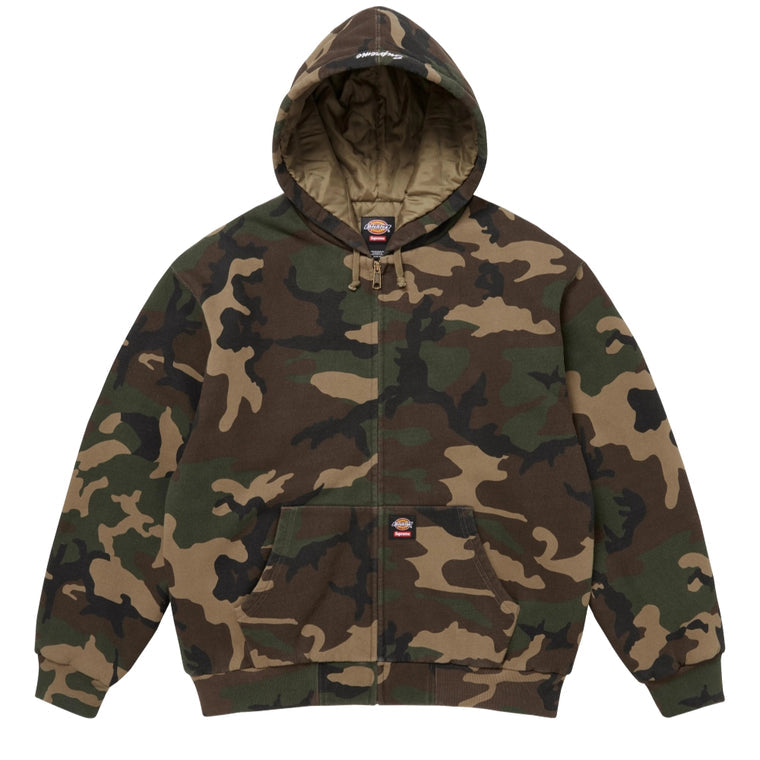 Supreme x Dickies Quilted Lined Zip Up Hooded Sweatshirt Woodland Camo